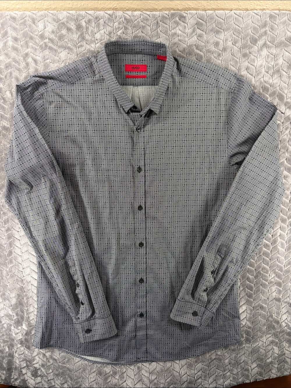 HUGO Red Label Hugo Boss Extra Slim Fit All Over Logo Print Shirt - XL